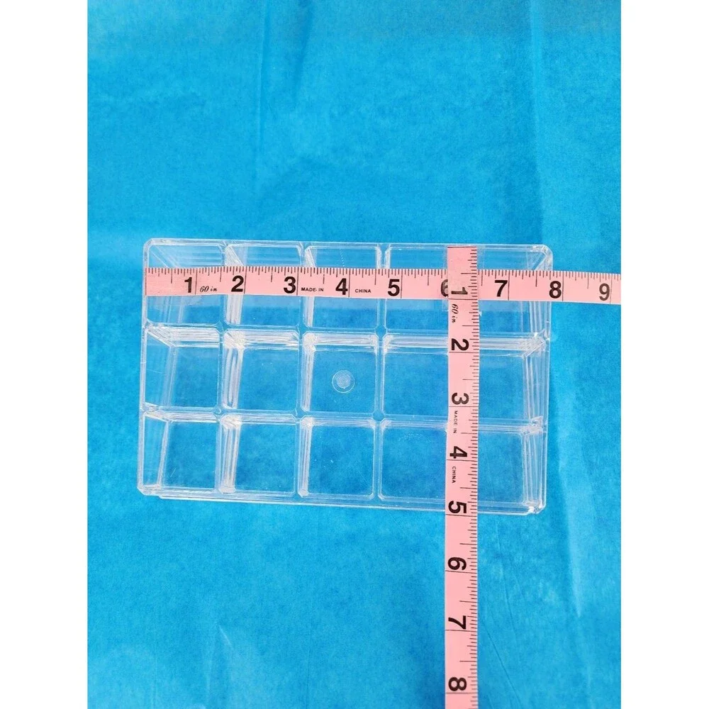 Clear Acrylic 15 Compartment Makeup Organizer Tray  Transparent